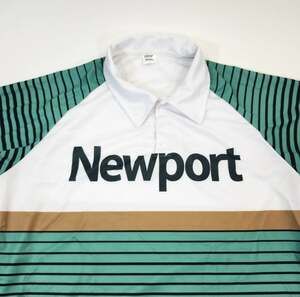 Newport Cigarettes Polo Shirt Green Striped Graphic Adult L Beloved Polyester